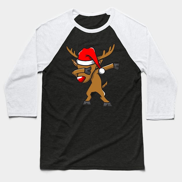 Dabbing Reindeer Baseball T-Shirt by Eugenex